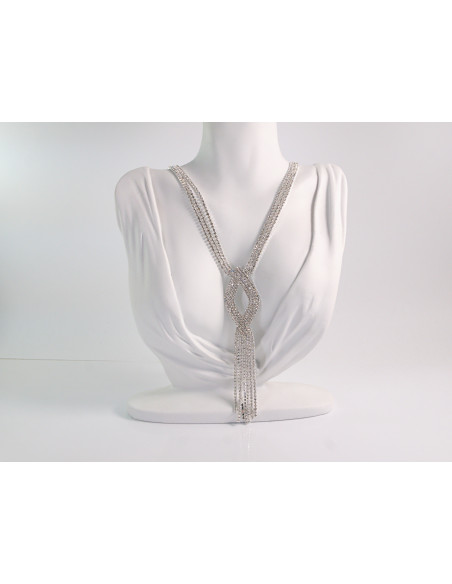 NASZYJNIK WIECZOROWY DŁUGI WISIOR KRAWATKA  Z CYRKONIAMI Lolita Akcesoria