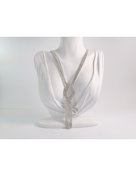 NASZYJNIK WIECZOROWY DŁUGI WISIOR KRAWATKA  Z CYRKONIAMI Lolita Akcesoria