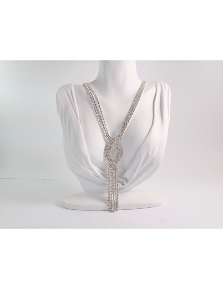 NASZYJNIK WIECZOROWY DŁUGI WISIOR KRAWATKA  Z CYRKONIAMI Lolita Akcesoria