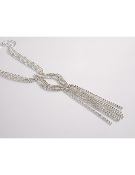 NASZYJNIK WIECZOROWY DŁUGI WISIOR KRAWATKA  Z CYRKONIAMI Lolita Akcesoria