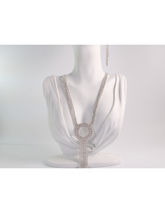 NASZYJNIK WIECZOROWY DŁUGI WISIOR KRAWATKA  Z CYRKONIAMI...