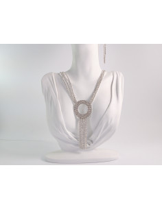 NASZYJNIK WIECZOROWY DŁUGI WISIOR KRAWATKA  Z CYRKONIAMI... 2