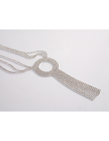 NASZYJNIK WIECZOROWY DŁUGI WISIOR KRAWATKA  Z CYRKONIAMI Lolita Akcesoria