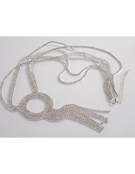 NASZYJNIK WIECZOROWY DŁUGI WISIOR KRAWATKA  Z CYRKONIAMI Lolita Akcesoria