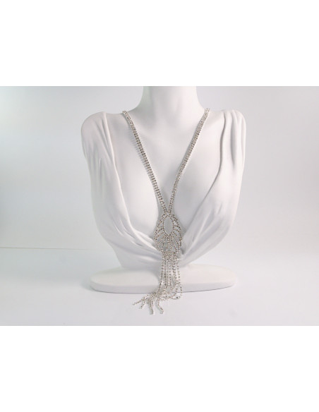 NASZYJNIK WIECZOROWY DŁUGI WISIOR KRAWATKA  Z CYRKONIAMI Lolita Akcesoria