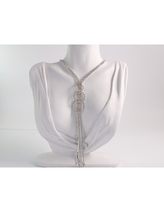 NASZYJNIK WIECZOROWY DŁUGI WISIOR KRAWATKA  Z CYRKONIAMI...