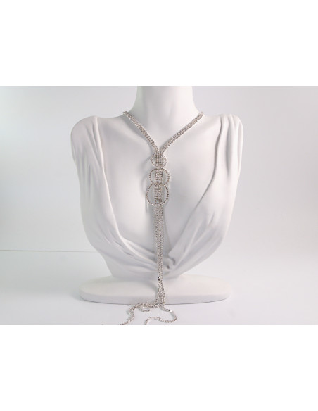 NASZYJNIK WIECZOROWY DŁUGI WISIOR KRAWATKA  Z CYRKONIAMI Lolita Akcesoria