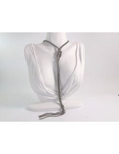 NASZYJNIK WIECZOROWY DŁUGI WĘZEŁ KRAWATKA  Z CYRKONIAMI...