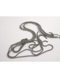 NASZYJNIK WIECZOROWY DŁUGI WĘZEŁ KRAWATKA  Z CYRKONIAMI... 2