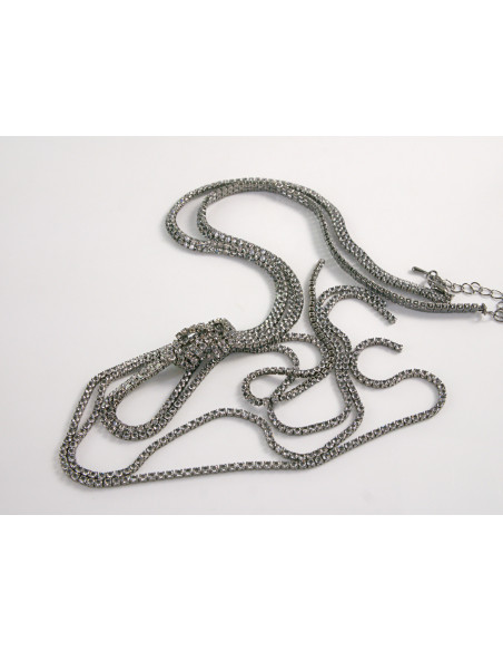 NASZYJNIK WIECZOROWY DŁUGI WĘZEŁ KRAWATKA  Z CYRKONIAMI Lolita Akcesoria