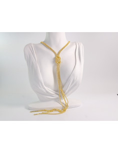 NASZYJNIK WIECZOROWY DŁUGI WĘZEŁ KRAWATKA  Z CYRKONIAMI...