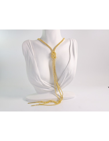 NASZYJNIK WIECZOROWY DŁUGI WĘZEŁ KRAWATKA  Z...