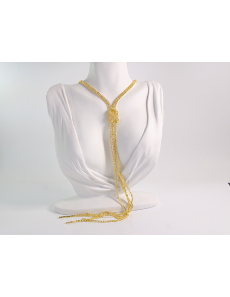 NASZYJNIK WIECZOROWY DŁUGI WĘZEŁ KRAWATKA  Z CYRKONIAMI Lolita Akcesoria