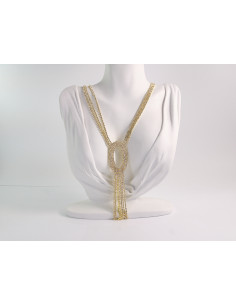 NASZYJNIK WIECZOROWY DŁUGI WĘZEŁ KRAWATKA  Z CYRKONIAMI...