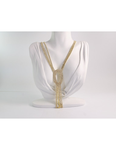 NASZYJNIK WIECZOROWY DŁUGI WĘZEŁ KRAWATKA  Z...