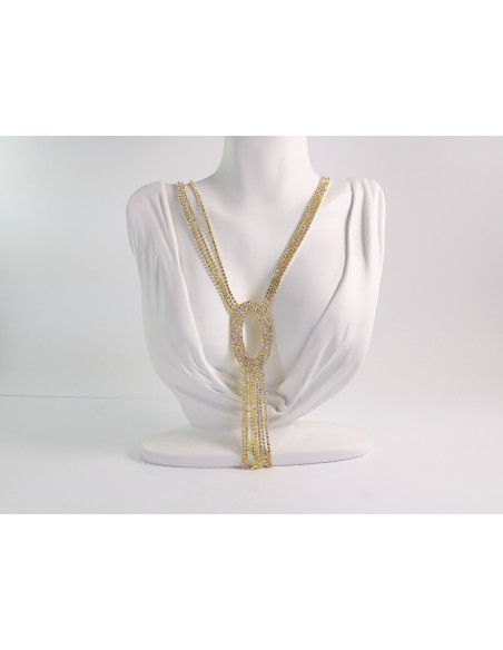 NASZYJNIK WIECZOROWY DŁUGI WĘZEŁ KRAWATKA  Z CYRKONIAMI Lolita Akcesoria