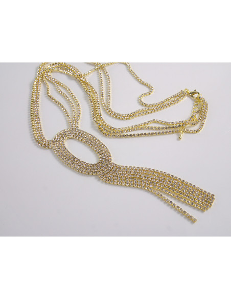 NASZYJNIK WIECZOROWY DŁUGI WĘZEŁ KRAWATKA  Z CYRKONIAMI Lolita Akcesoria