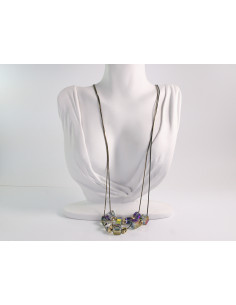 NASZYJNIK WIECZOROWY PODWÓJNY DŁUGI  Z KORALIKAMI Lolita...