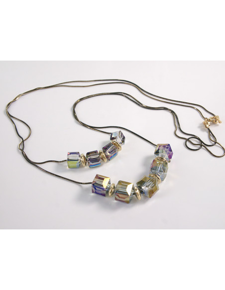 NASZYJNIK WIECZOROWY PODWÓJNY DŁUGI  Z KORALIKAMI Lolita Akcesoria