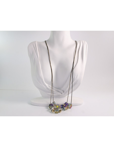 NASZYJNIK WIECZOROWY PODWÓJNY DŁUGI  Z KORALIKAMI Lolita Akcesoria