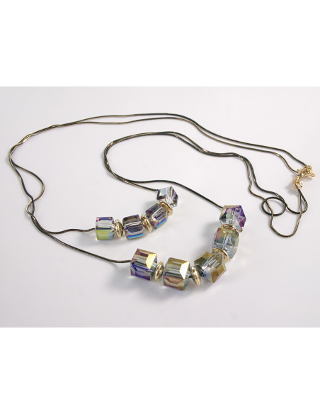 NASZYJNIK WIECZOROWY PODWÓJNY DŁUGI  Z KORALIKAMI Lolita Akcesoria