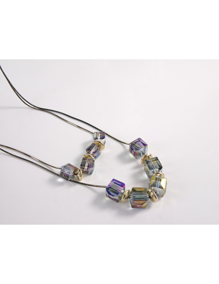 NASZYJNIK WIECZOROWY PODWÓJNY DŁUGI  Z KORALIKAMI Lolita Akcesoria