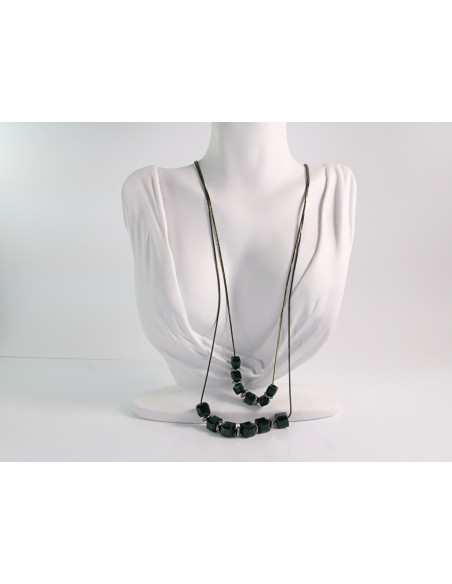 NASZYJNIK WIECZOROWY PODWÓJNY DŁUGI  Z KORALIKAMI Lolita Akcesoria