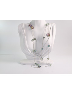 NASZYJNIK WIECZOROWY PODWÓJNY DŁUGI  Z KORALIKAMI Lolita...