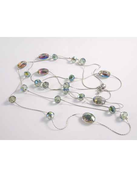 NASZYJNIK WIECZOROWY PODWÓJNY DŁUGI  Z KORALIKAMI Lolita Akcesoria