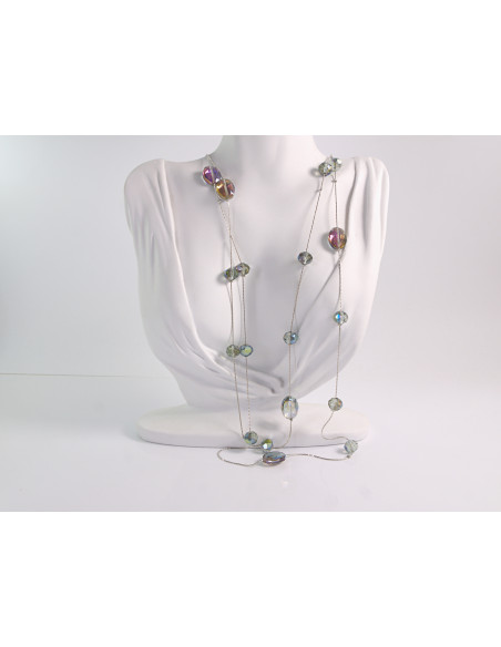 NASZYJNIK WIECZOROWY PODWÓJNY DŁUGI  Z KORALIKAMI Lolita Akcesoria