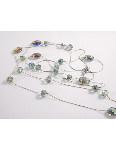 NASZYJNIK WIECZOROWY PODWÓJNY DŁUGI  Z KORALIKAMI Lolita Akcesoria