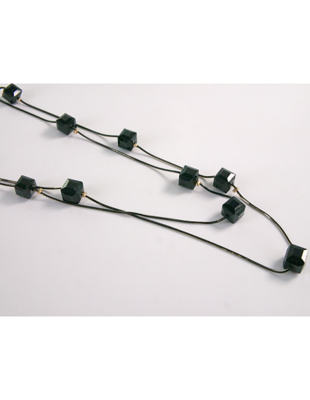 NASZYJNIK WIECZOROWY PODWÓJNY DŁUGI  Z KORALIKAMI Lolita Akcesoria