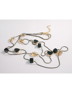 NASZYJNIK WIECZOROWY PODWÓJNY DŁUGI  Z KORALIKAMI Lolita...