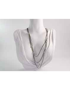 NASZYJNIK WIECZOROWY POTRÓJNY   Z KORALIKAMI Lolita...