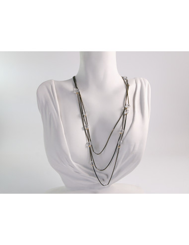 NASZYJNIK WIECZOROWY POTRÓJNY   Z KORALIKAMI...