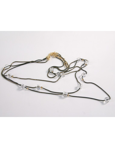 NASZYJNIK WIECZOROWY POTRÓJNY   Z KORALIKAMI...