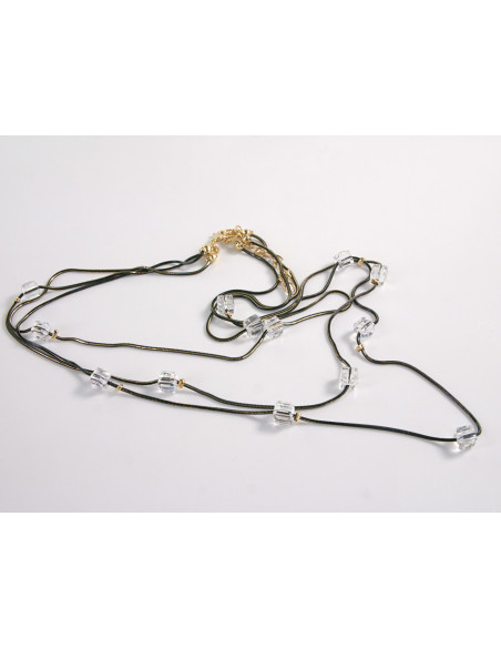 NASZYJNIK WIECZOROWY POTRÓJNY   Z KORALIKAMI Lolita Akcesoria