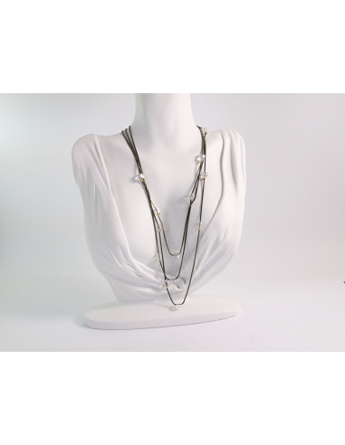 NASZYJNIK WIECZOROWY POTRÓJNY   Z KORALIKAMI...