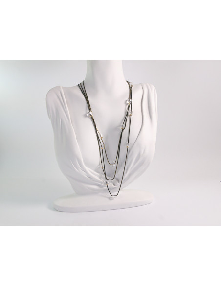 NASZYJNIK WIECZOROWY POTRÓJNY   Z KORALIKAMI Lolita Akcesoria