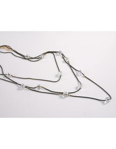 NASZYJNIK WIECZOROWY POTRÓJNY   Z KORALIKAMI...