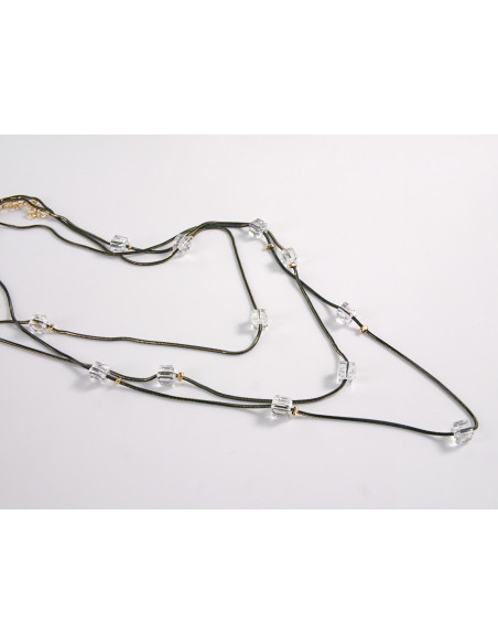 NASZYJNIK WIECZOROWY POTRÓJNY   Z KORALIKAMI Lolita Akcesoria