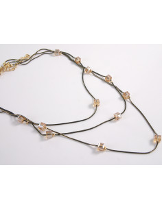 NASZYJNIK WIECZOROWY POTRÓJNY   Z KORALIKAMI Lolita...