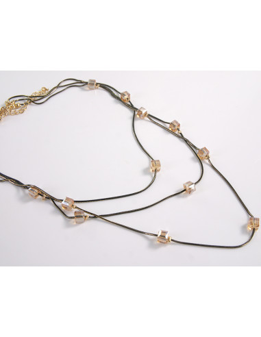 NASZYJNIK WIECZOROWY POTRÓJNY   Z KORALIKAMI...