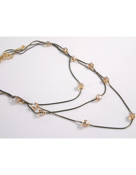 NASZYJNIK WIECZOROWY POTRÓJNY   Z KORALIKAMI Lolita Akcesoria