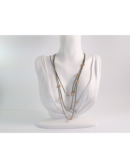 NASZYJNIK WIECZOROWY POTRÓJNY   Z KORALIKAMI Lolita Akcesoria