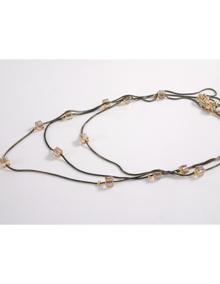 NASZYJNIK WIECZOROWY POTRÓJNY   Z KORALIKAMI Lolita Akcesoria