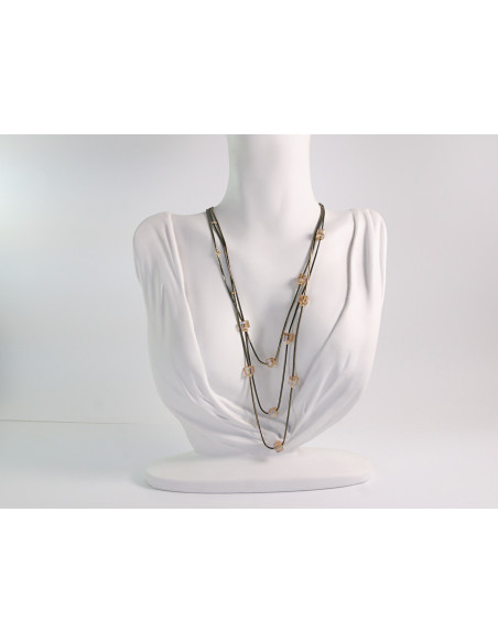 NASZYJNIK WIECZOROWY POTRÓJNY   Z KORALIKAMI Lolita Akcesoria