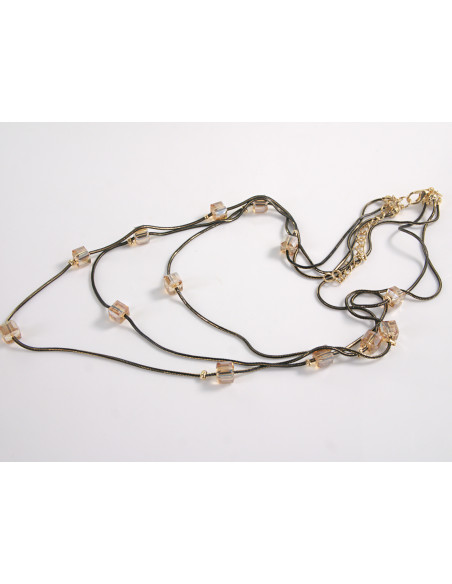 NASZYJNIK WIECZOROWY POTRÓJNY   Z KORALIKAMI Lolita Akcesoria