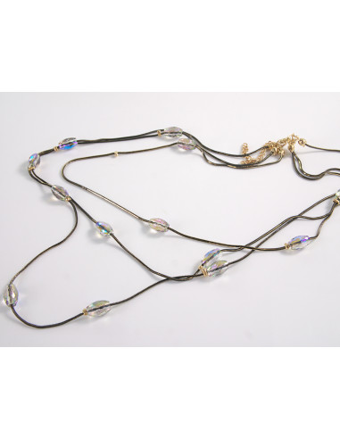 NASZYJNIK WIECZOROWY POTRÓJNY   Z KORALIKAMI...