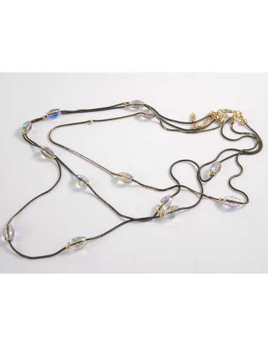 NASZYJNIK WIECZOROWY POTRÓJNY   Z KORALIKAMI...